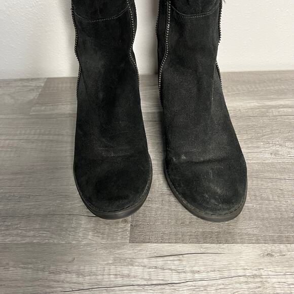 Karl Lagerfeld Suede Under the Knee Zipper Detail Tall Boots Black Size 7 - Picture 5 of 11
